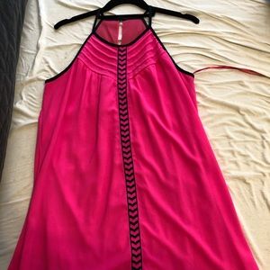 boutique chevron pink and navy dress